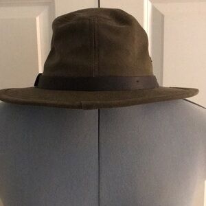 Filson Hat Olive Otter Green Oiled Cotton Outdoors Fishing  Black Label L